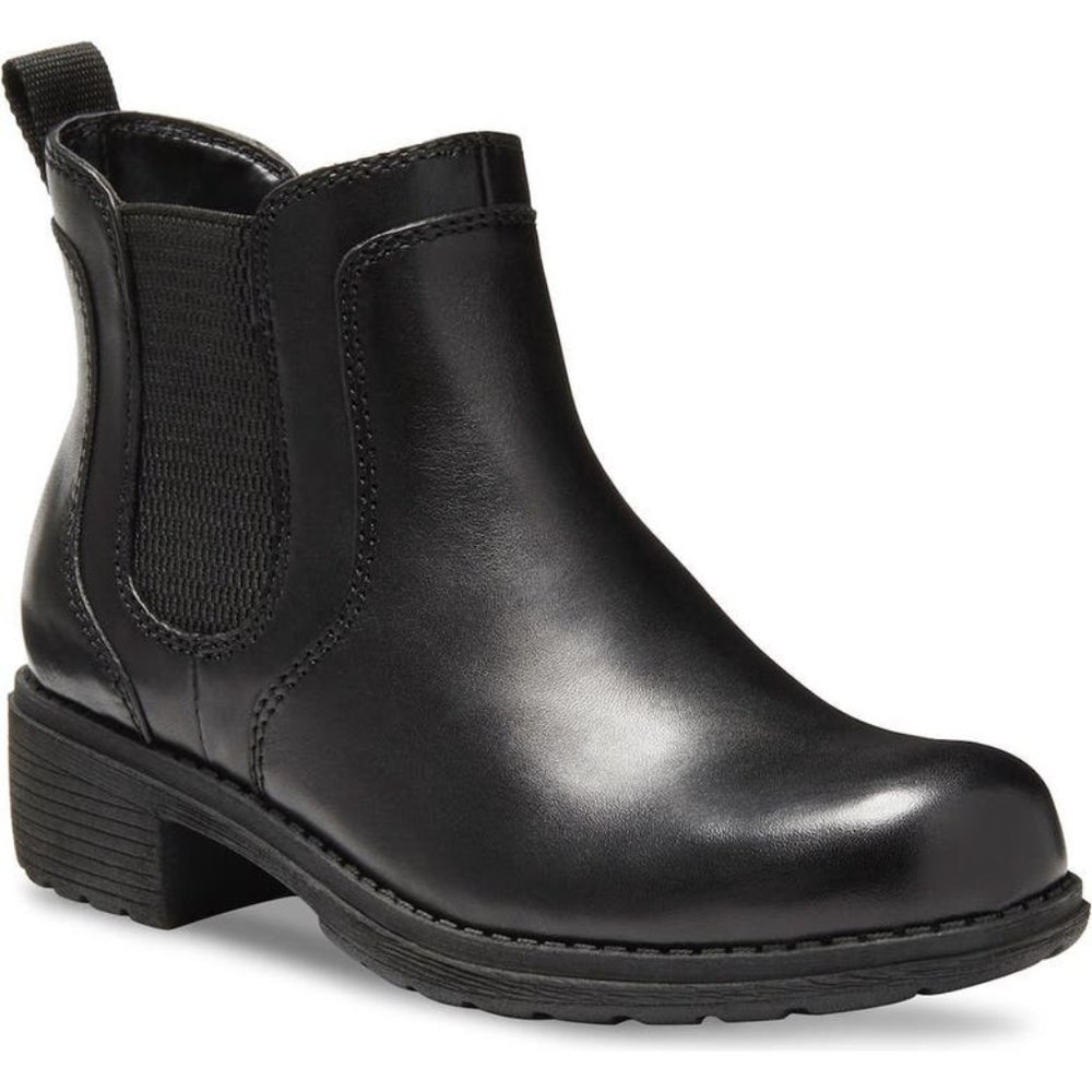 Eastland Double Up Chelsea Boots Leather Block Heel Booties Black Size 7.5 NEW